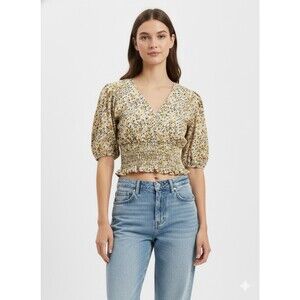 Sim Sam - Crop Top - L - Large - Smocked Ruffle - Coastal Cowgirl - Boho